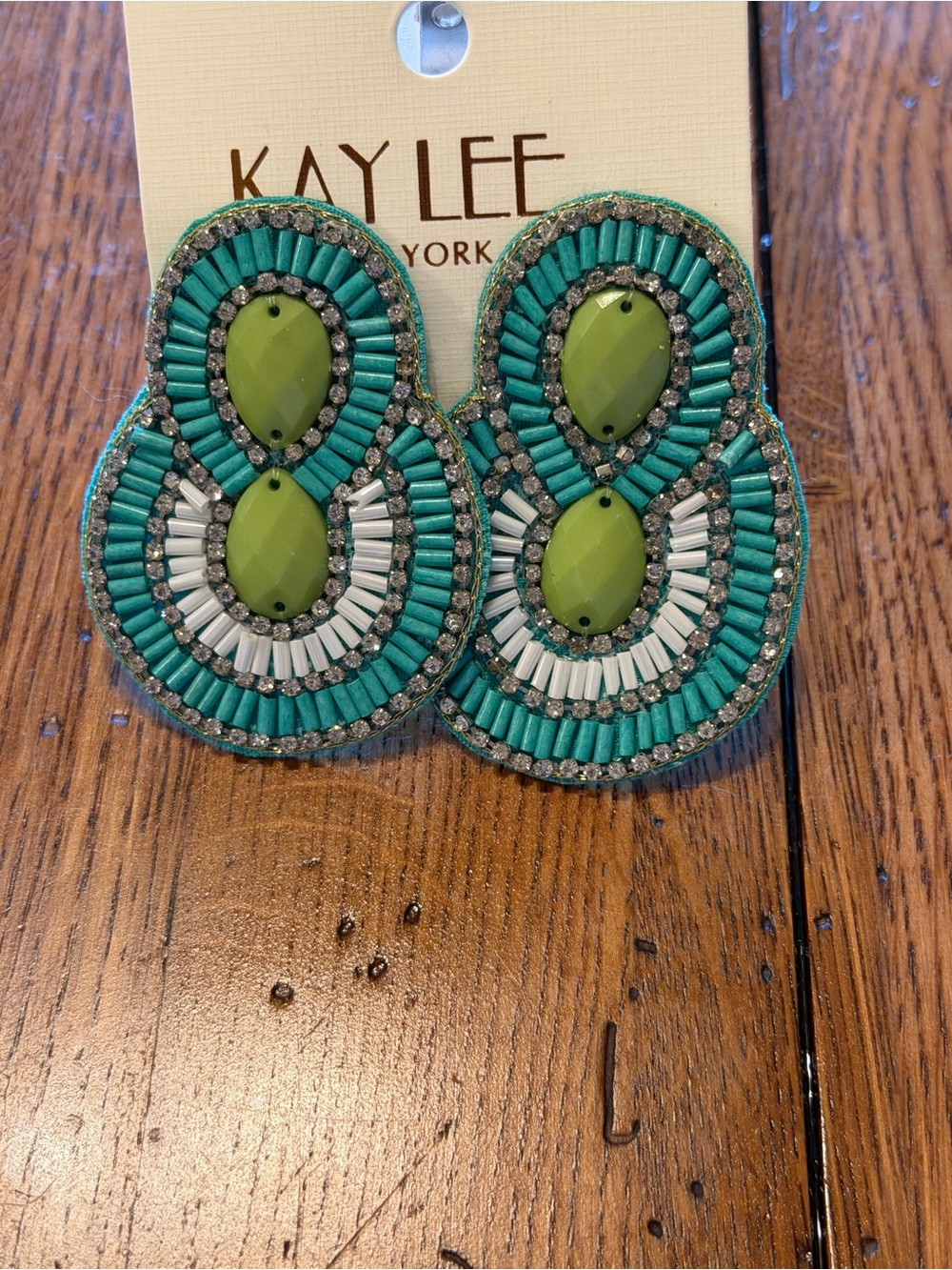 Teal & Lime Beaded Hair Clip Set
